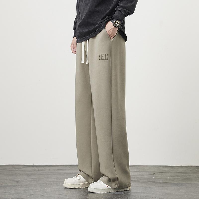Spring Autumn Men's Straight Sweatpants Wide Leg Track Pants Drawstring Letter Sports Baggy Pants Casual Long Trousers Plus Size