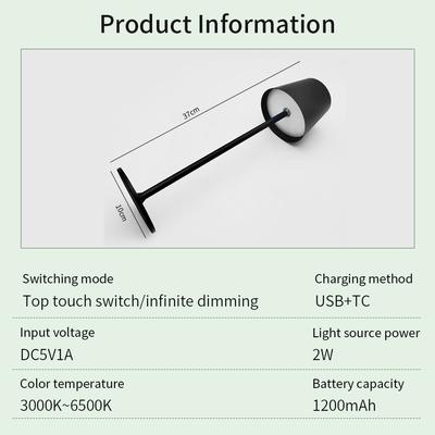 Rechargeable 3 Colors LED Desk Lamp Touch Dimming Metal Table Lamp for Bar Resturant Office Decor Bedside Creative Ambient Light