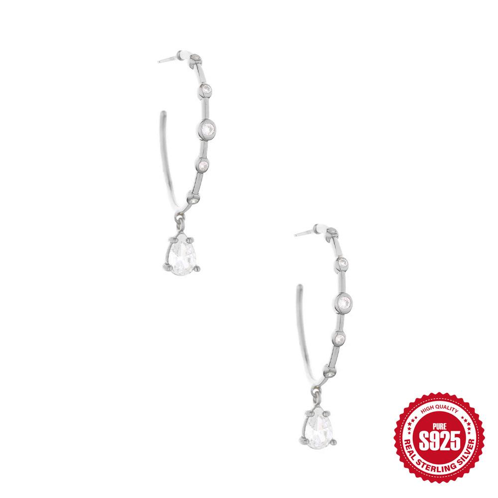 

Niche Design High Sense S925 Sterling Silver Temperament женские индивидуальные тонкие серьги с бриллиантами в форме капли 925 Silver платиновый