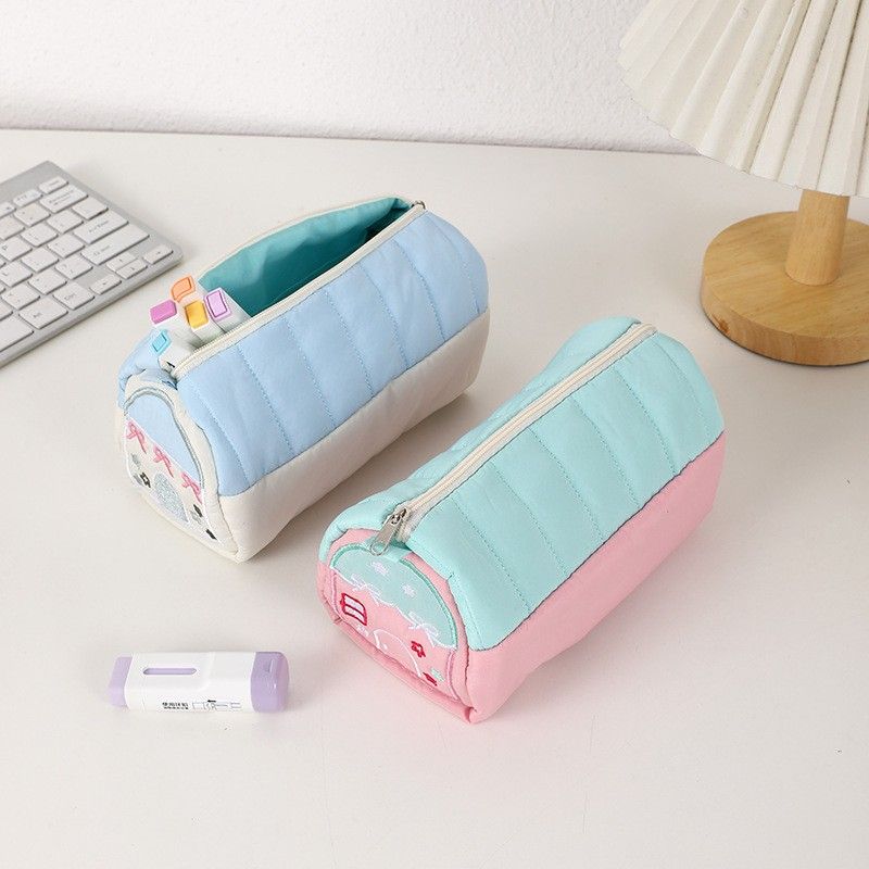 High-appearance-level Small House-shaped Pencil Case Niche Cute and Fresh Large-capacity Embroidered Stationery Storage Bag