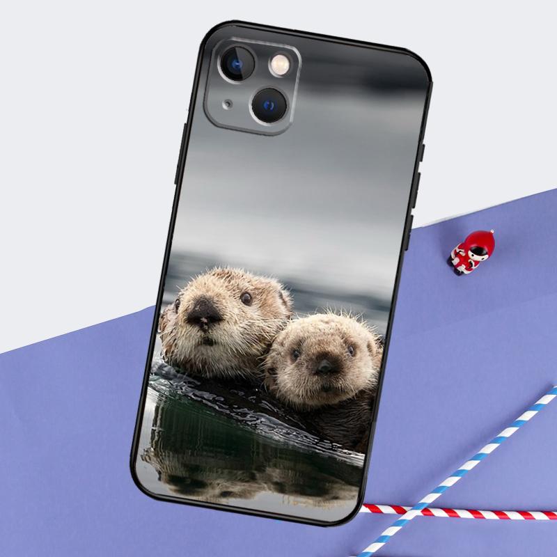 Animal Otter Cute Phone Case For iPhone 16 15 Pro Max 12 13 Mini 11 14 Pro Max XR 16 15 Plus 16e Cover Coque