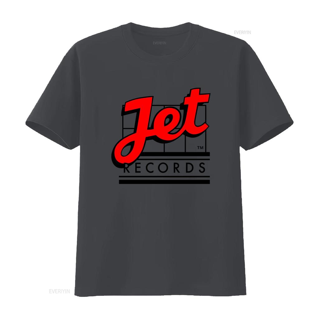 Jet Records Logo T-shirt 100% voorgekrompen Katoen Retro Failliet Platenlabel Ontwerp vintage Gewassen Comfortabel Rekbaar homme