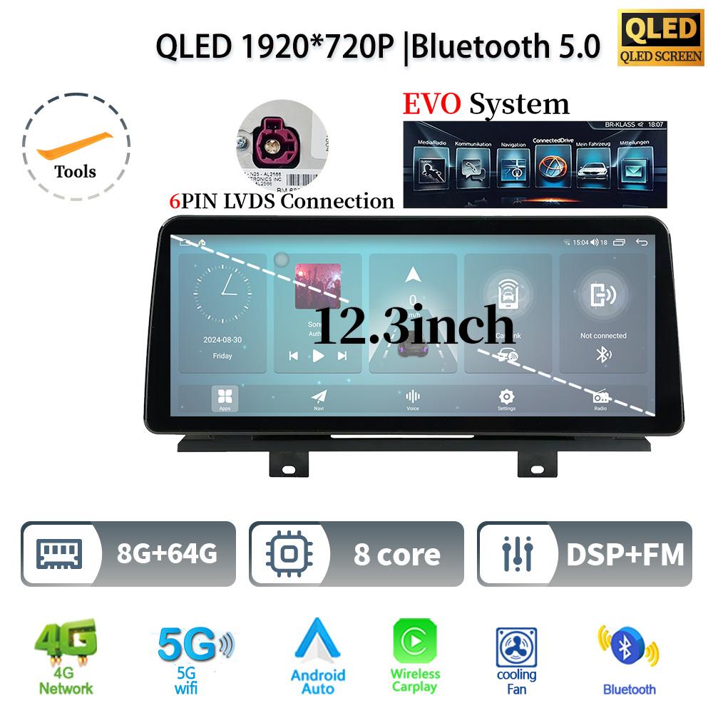 12.3" For BMW X3 G01 X4 G02 2018-2022 Android 14 Car Radio Multimedia Stereo 4G GPS Navigation WIFI Wireless BT CarPlay Screen