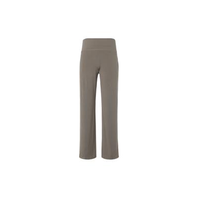 Meridian Solid Logo Slit Design Breathable High Waist Casual Pants Women Pants Gray Brown 1383620-200