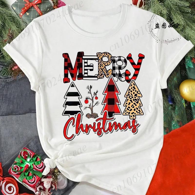 Merry Christmas Reindeer Print TShirts for Women Casual Short Sleeve Tee Shirts Fashion TShirts Womens Christmas Party Tops