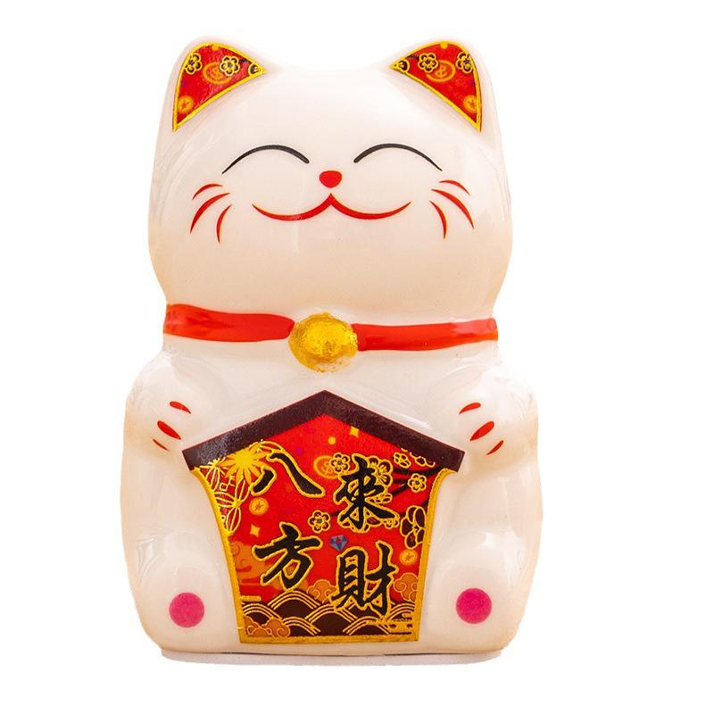 Creative Ceramic Cute Cat Mini Ornaments: Japanese Lucky Fortune Cat for Office Desk.