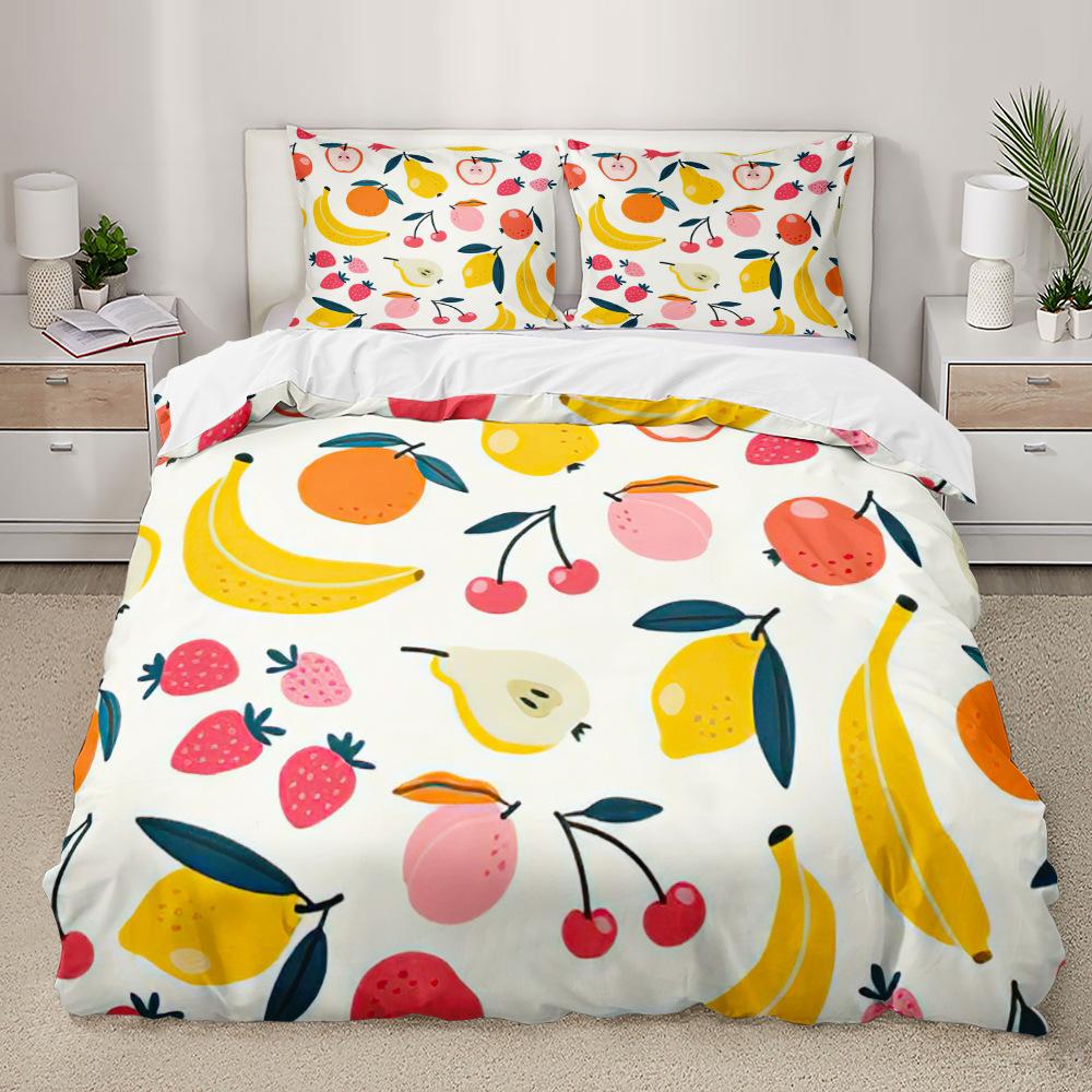Watermelon Duvet Cover Set Fresh Fruit Pink Green Style Comforter Cover for Kids Girls Women Polyester Bedding Set King Size
