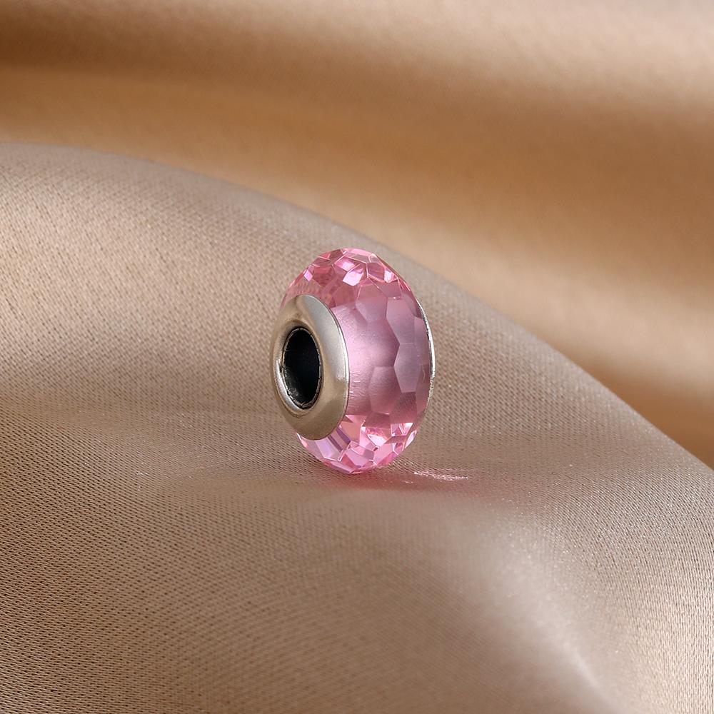 925 Silver Pink Series Cake Wings Flower Heart Pig House Donut Charm Bead Fit Bracelet DIY For Woman Girl Jewelry