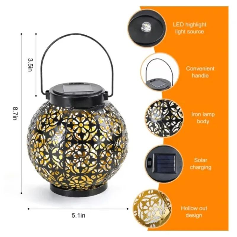 Solar Outdoor Lights Decor for Table Patio Garden Yard Solar Lantern Outdoor Waterproof Hanging Metal Decorative Garden Lights Christmas