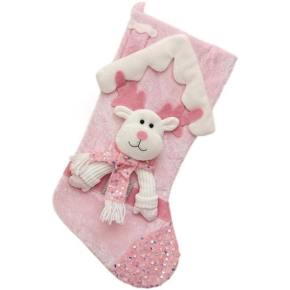 Holiday Decor Pink Glitter Stocking Holiday Party Pink Generous Size For Holding Presents Soft Fabric Material