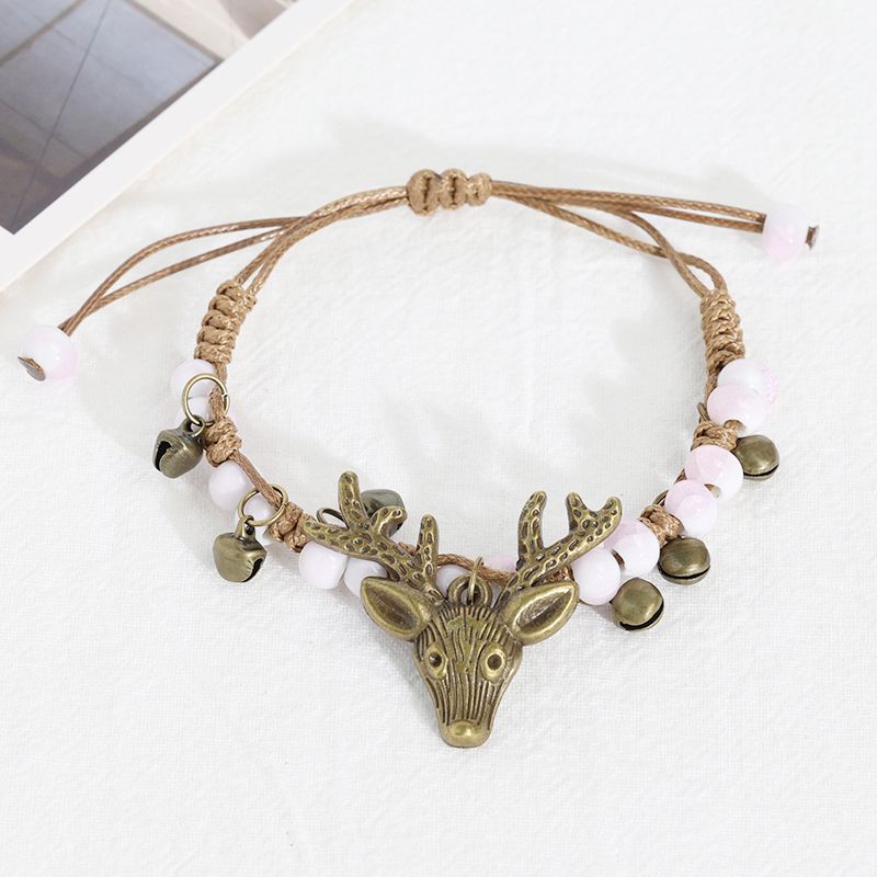 

Yi Lu Has You Браслет из керамики в этническом стиле Мори для женщин Плетеный вручную браслет Мужской Парный стиль Креативная ручная веревка Колокольчик Ice Crack Pink