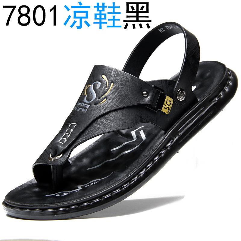Men's Sandals Men's Summer New Men's Casual Beach Shoes Leather Breathable Slippers Thick-soled Shoes Tide Man Shoes