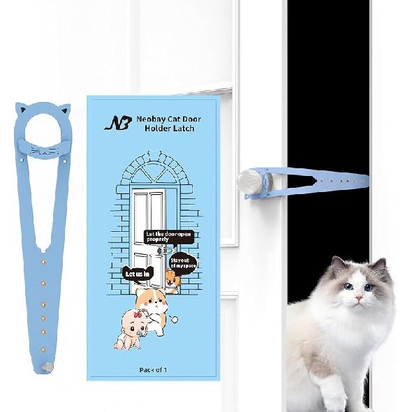 Cat Door Latch with Stabilizer, 7 Sizes Adjustable Cat Door Holder Latch to Keep Dog Out of Litter Box, Economical Alternative of Pet Gates and