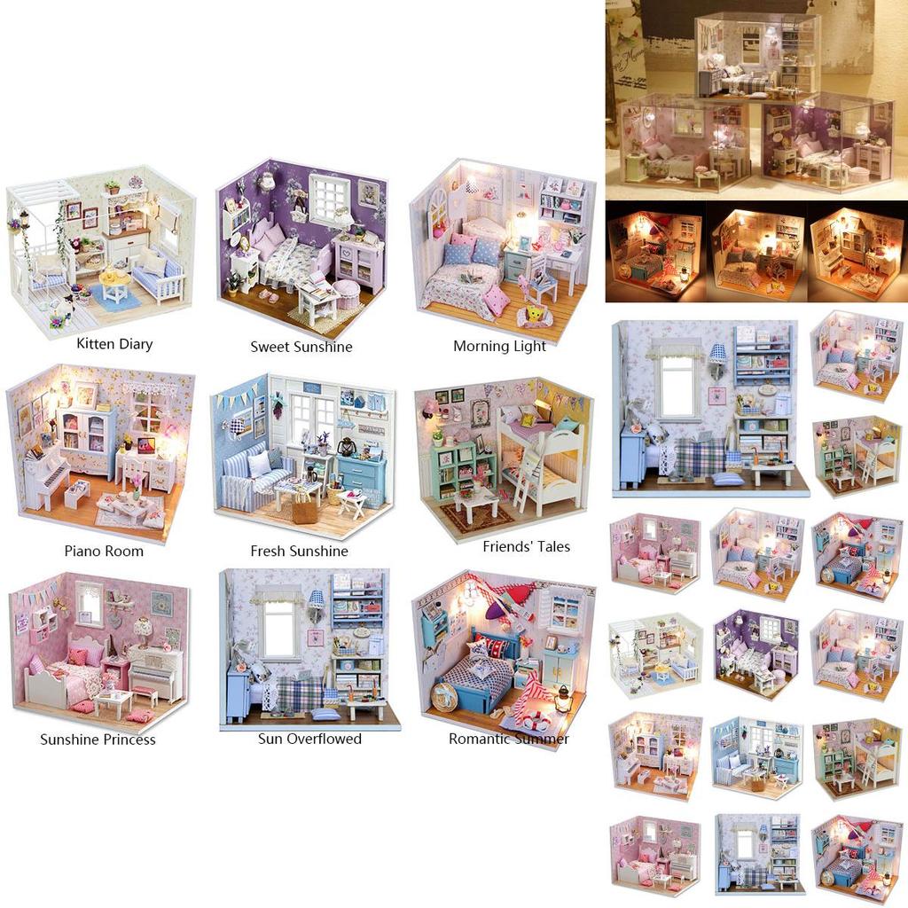 Exquisite 3d Miniature Dollhouse Furniture Kit With Led Light For Imaginative Kids