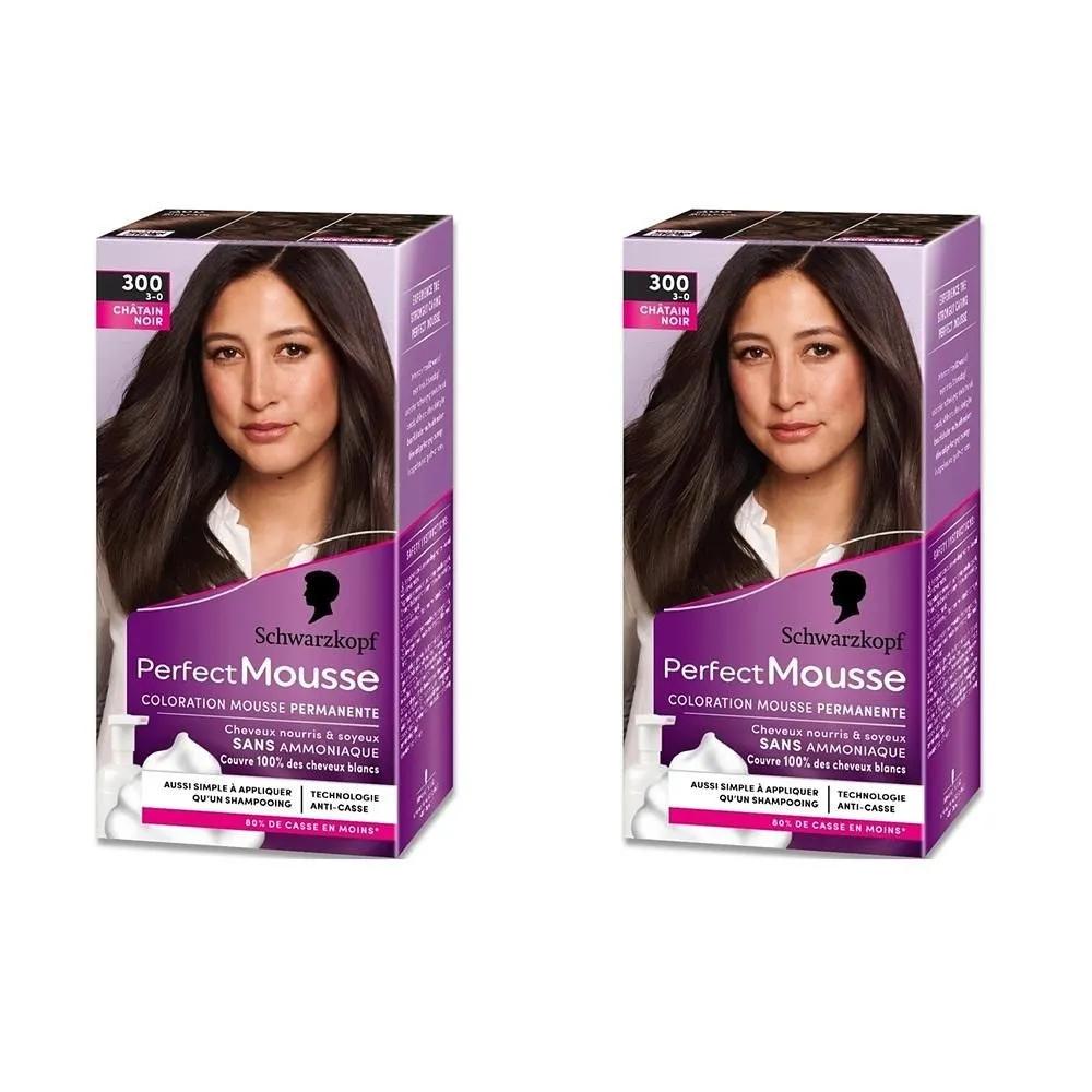 Schwarzkopf Perfect Mousse Краска для волос 2 упаковки 300 Черно-коричневый Стойкий цвет 300 Черно-коричневый Аммиак
