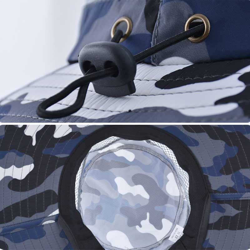 Outdoor Activity Camouflage Bucket Hat with Removable Shawl Unisex Summer Large Brim Sun Hat Water Resistant Quick-Drying Hiking Fishing Hat
