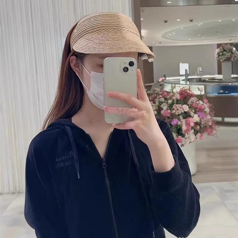 Sun Protection Hat Summer Large Brim Empty Roof Sun Hat Lafite Grass Versatile Casual Topless Beach Sun Straw Hat Women