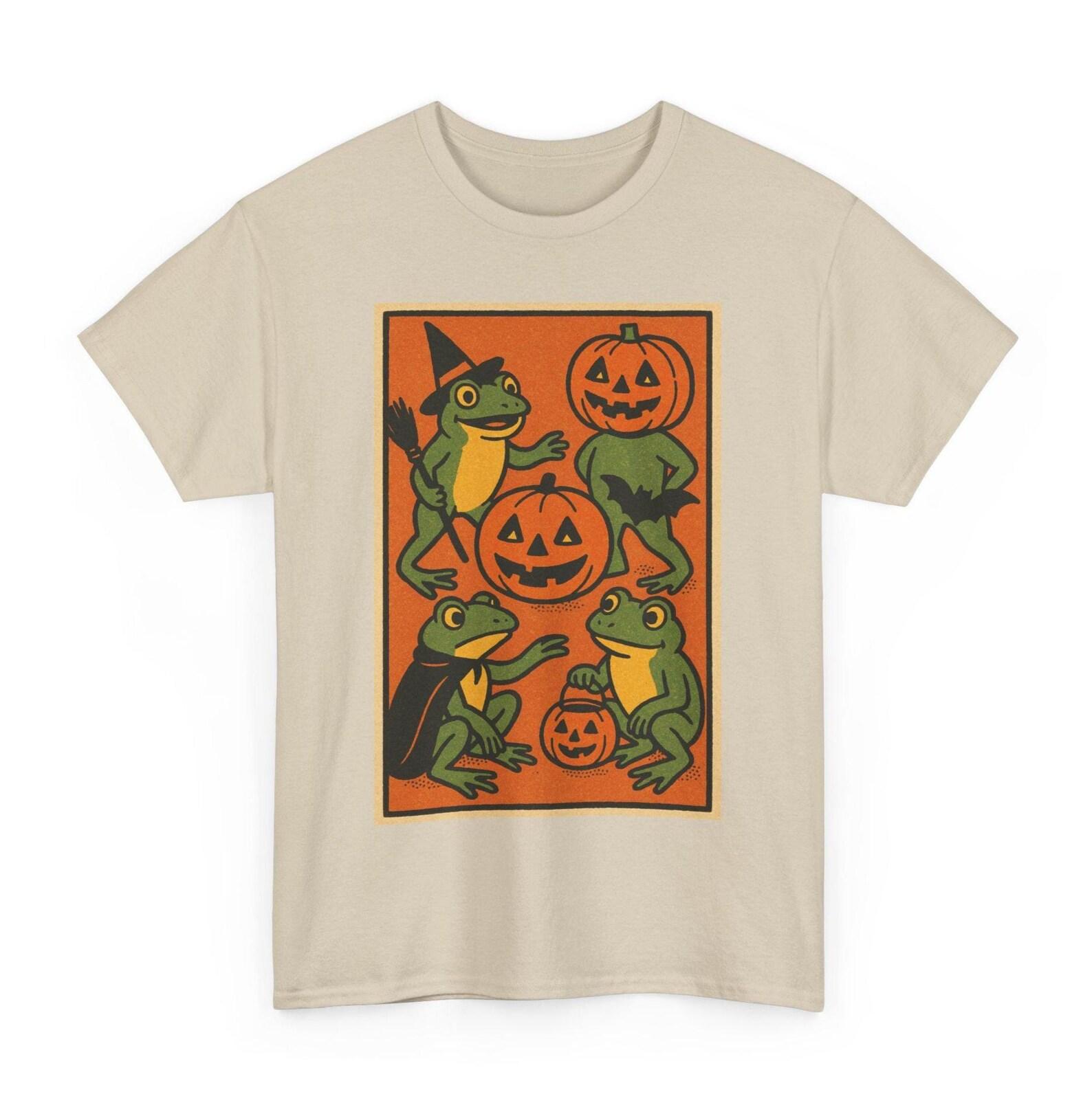 Retro Comic Frog Halloween T-Shirt: Spooky Unisex Tee S
