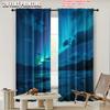 2pcs   2D flat printing Party Curtains Beach aurora Versatile 100% Polyester  Without Electricity Holiday Decorations Use for