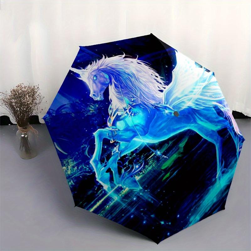 Enchanted Unicorn Fantasy Art Print - Magical Forest SceneUmbrella, Portable 3-Fold Umbrella for Men & Women,Christmas Gift ES306