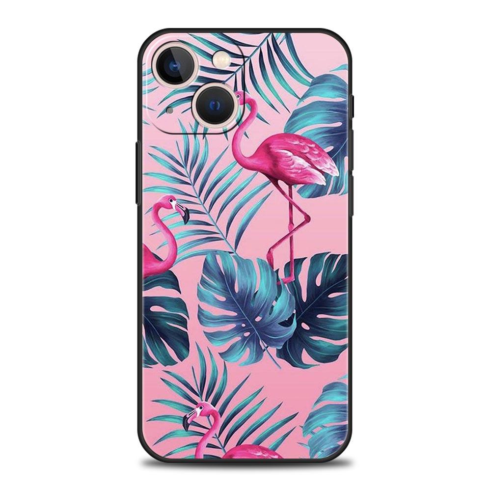 Pink Red Flamingo Luxury Phone Case For iPhone 11 14 15 Pro MAX 12 13 Mini 7 8 Plus X XR XS SE Silicone Shockproof Cover Funda