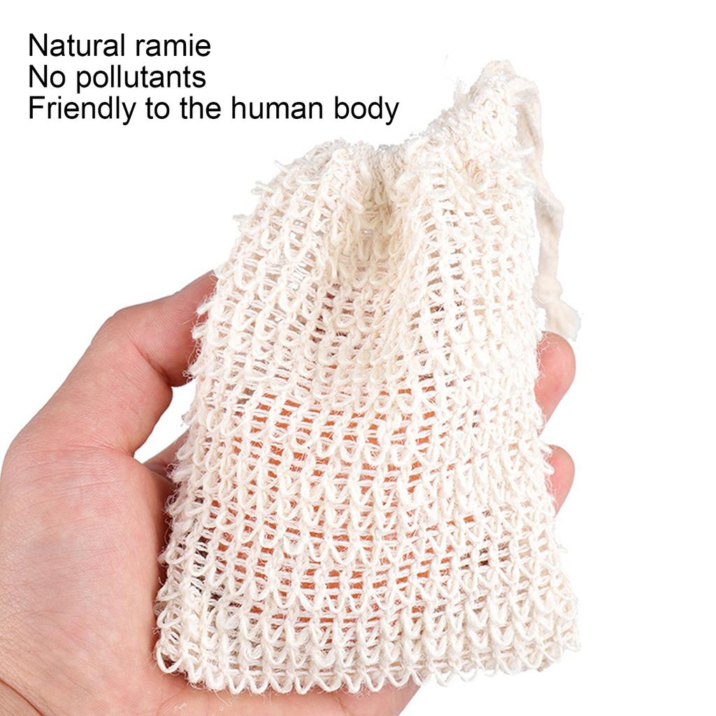 Natural Ramie Soap Bag Foaming Drying Soap Mesh Bath Exfoliating Massage Soap Saver Bag