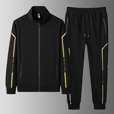 Autumn Mens Tracksuit Casual Sweatsuit Sets  Spring Men Print Cardigan Jacket + Sweatpant 2 Pieces Set  Fitness Male Sportswear