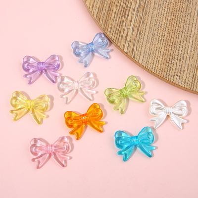 4Pcs 22*29mm Acrylic Magic Colors Bowknot Accessories For Jewelry Making DIY Charm Decoration