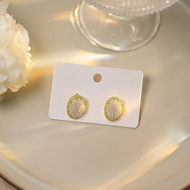 Unique Personality Oval Shape Stud Earrings Vintage Style Metal Shiny Zircon Earrings for Women Luxury Brand New In Party Zircon