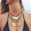 Ethnic Style Resin Flower Pendant Necklace Necklace Set Dopamine Necklace Nylon Rope Necklace  Male