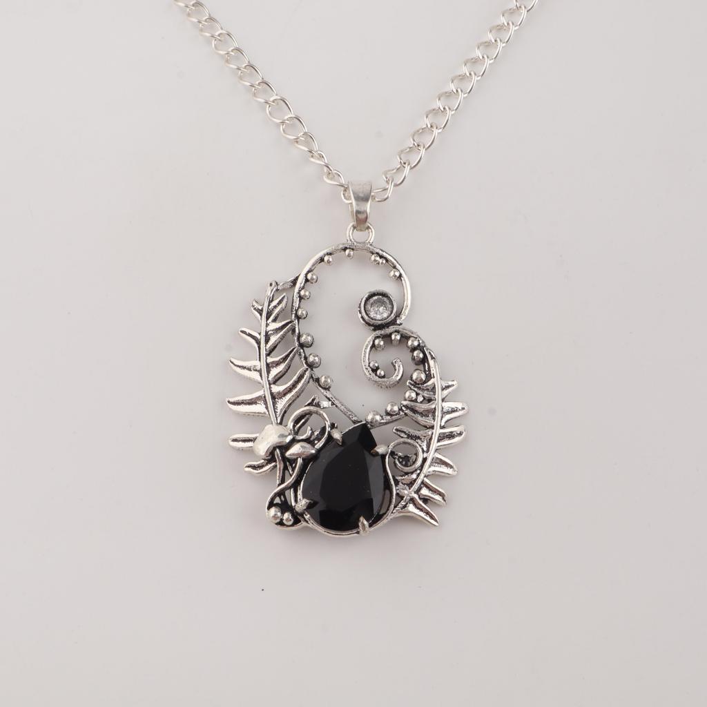 Black Onyx Gemstone 925 Sterling Silver Designer Pendant 1.8" Women Wedding Jewelry CP-42-21