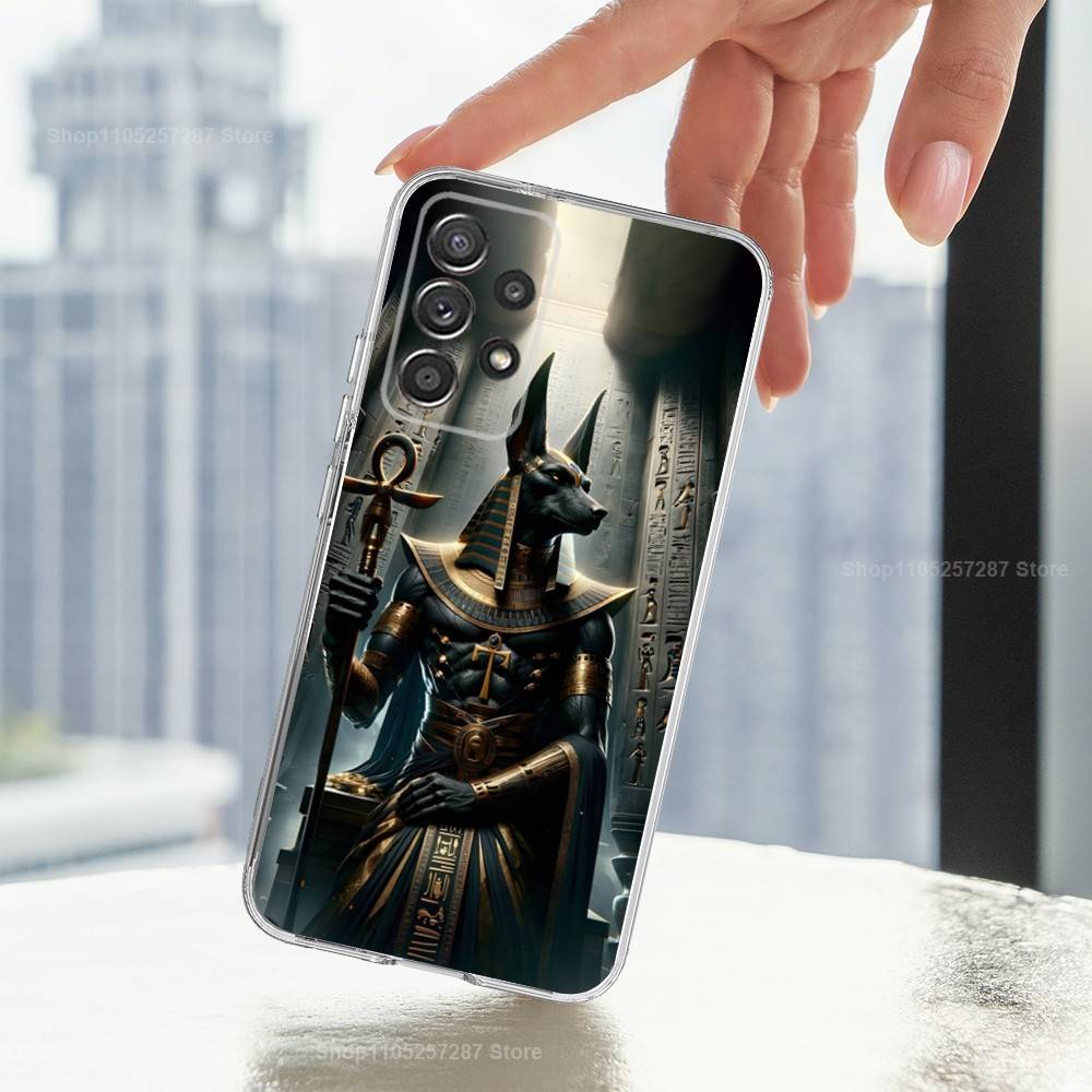 Anubis Gott Ägyptisch Handyhülle Für Samsung Ultra,FE,A30,71,51,S9,10,20,Lite, S22,23,21,PIus,Transparent, Silikon