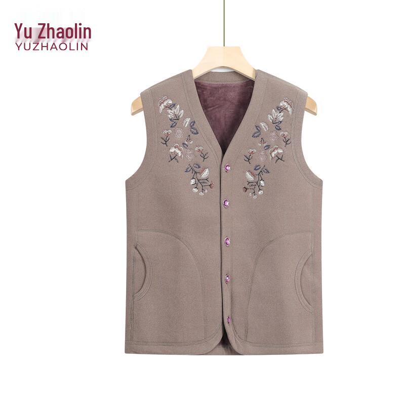 YUZHAOLIN Women's Plus Velvet Thickened Embroidered Vest
