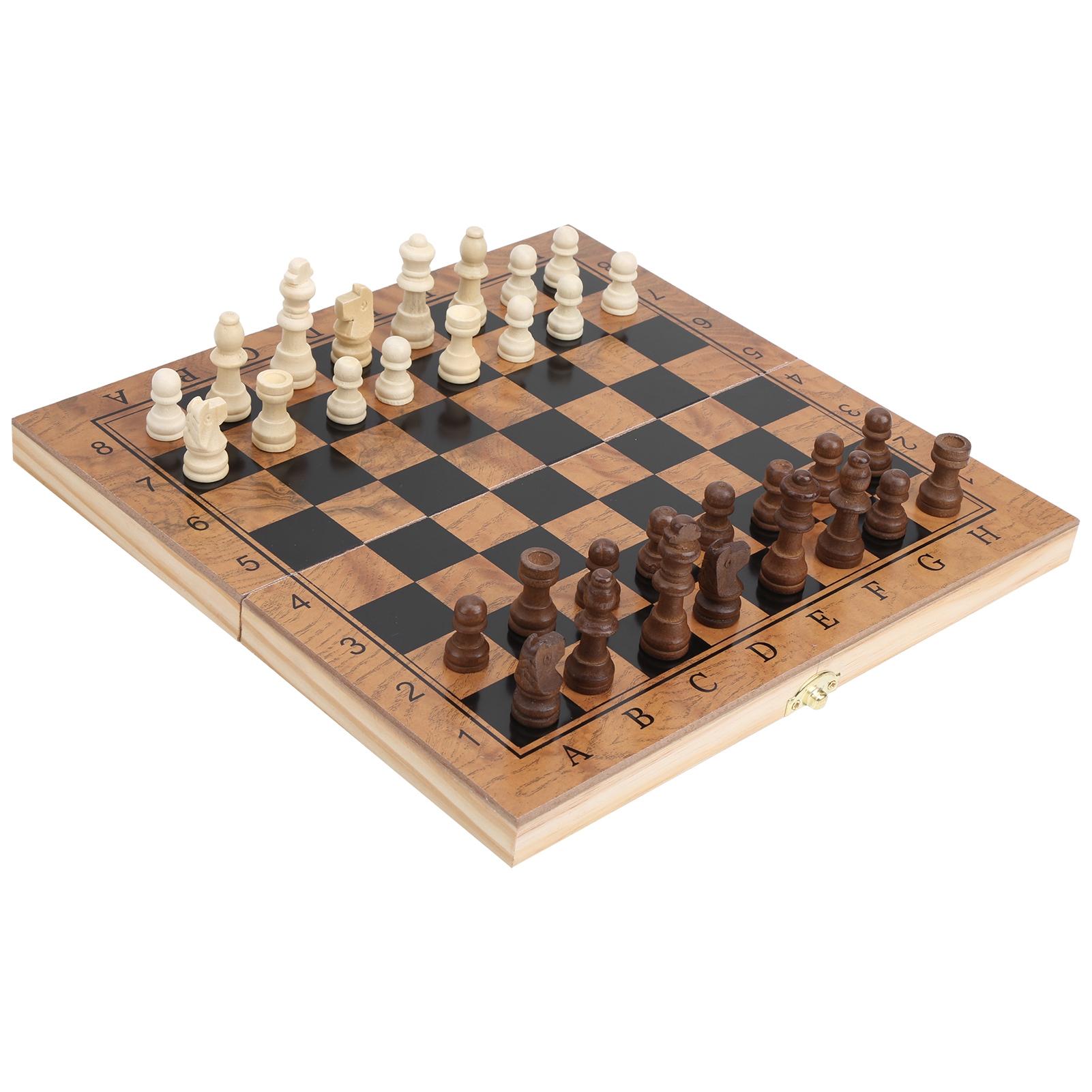 

3 in 1 MultiFunctional Folding Wooden Chess Checkers Board Game Portable Draughts Set