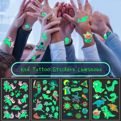 Tattoo Stickers Luminous Kids Temporary Fake Tattoos Glow Paste On Face Arm Leg for Children Body Art Mermaid Sticker