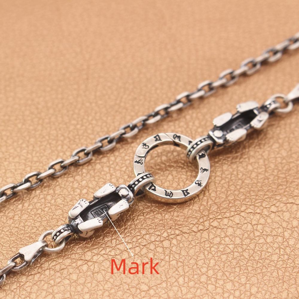 Neu gestaltete Hohl-Halskette aus Sterlingsilber Glück Glücksbringer Retro Hip Hop Herren Damen Mode Punk Schmuck Geschenk