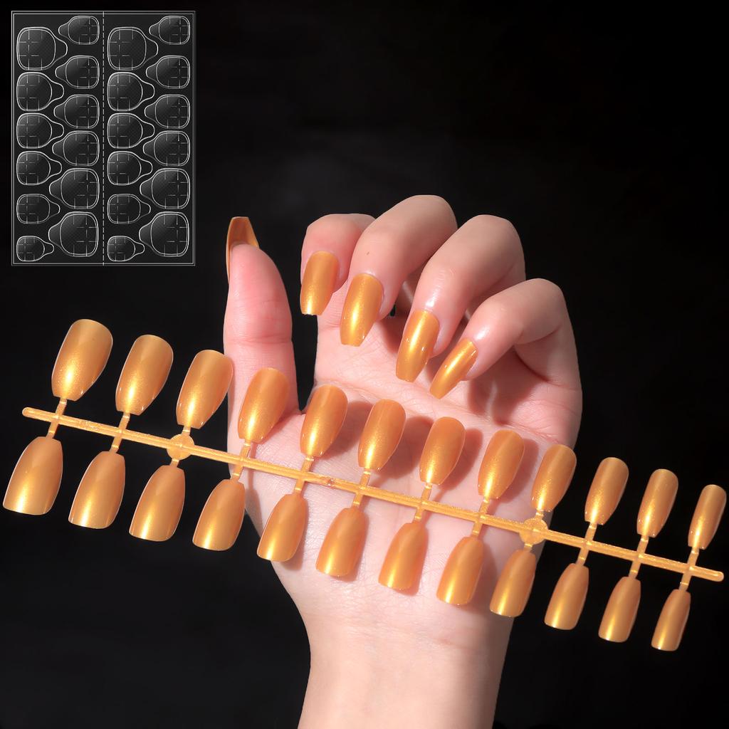 YIKOOLIN Variety Fluorescent Nail Art Tips Glow-In-Dark Luminous Fake Nails Ballet Press On Nails Set Detachable  Fingersnails