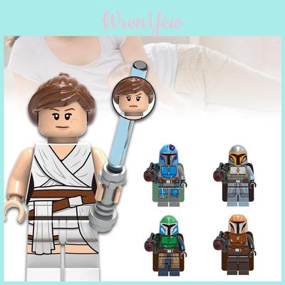 Wars Star Minifigures Buliding Blocks Bricks Figures Rey Boba Mandalorian Fett
