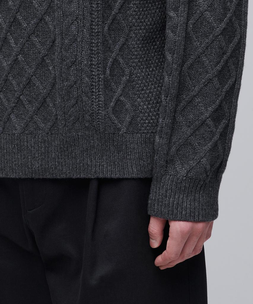 MUSINSA STANDARD Aran Cable Crew Neck Knit [Medium Grey]