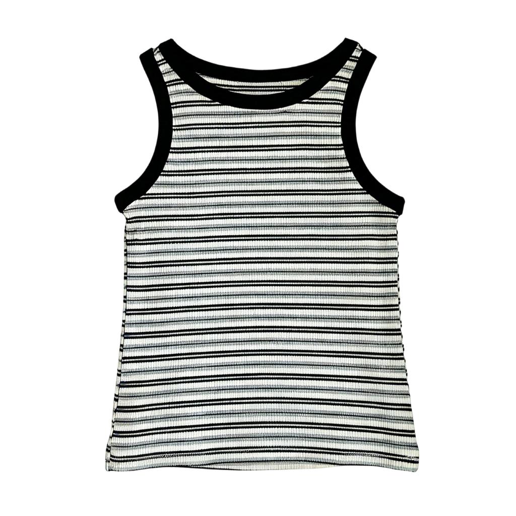 Ärmellose Kinderweste mit lässigem Streifenmuster, Rundhalsausschnitt, Modisches ärmelloses Tanktop
