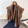 New Leopard Print Square Scarf Imitating Silk Shawl Sun Protection High-end Feeling Neck Small Headscarf Women's