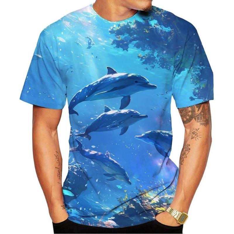New Fashion Men's and Women's 3D HD Printed Dolphin Pattern T-shirt Street Style Unisex Fashion Funny Harajuku Top Kids T Shirt