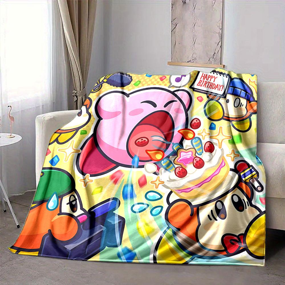 1pc Kirby Party Soft Skin-Friendly Flannel Blanket with Digital Printing, Various Sizes Available for Family, Friends, Birthday