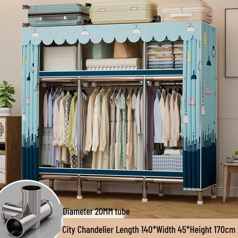 Sturdy Reinforced Steel Frame Fabric Wardrobe for Home & Bedroom Use