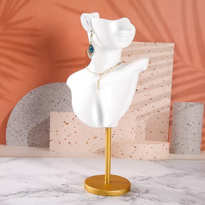 Chic Neck Model Stand Chic Necklace Bust Stand Jewelry Model Organizer Earrings Display Stand Resin Texture for Jewelry