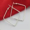 925 Sterling Silver Earrings Wave Pattern Square Fashion Simple Earrings For Women Wedding Jewelry Gifts