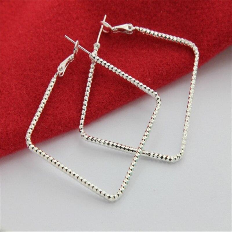 925 Sterling Silver Earrings Wave Pattern Square Fashion Simple Earrings For Women Wedding Jewelry Gifts