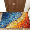 Colorful Mosaic Pattern Welcome Doormat, Non Slip Floor Mat for Kitchen Corridor and Bedroom, Washable High Traffic Home Decor
