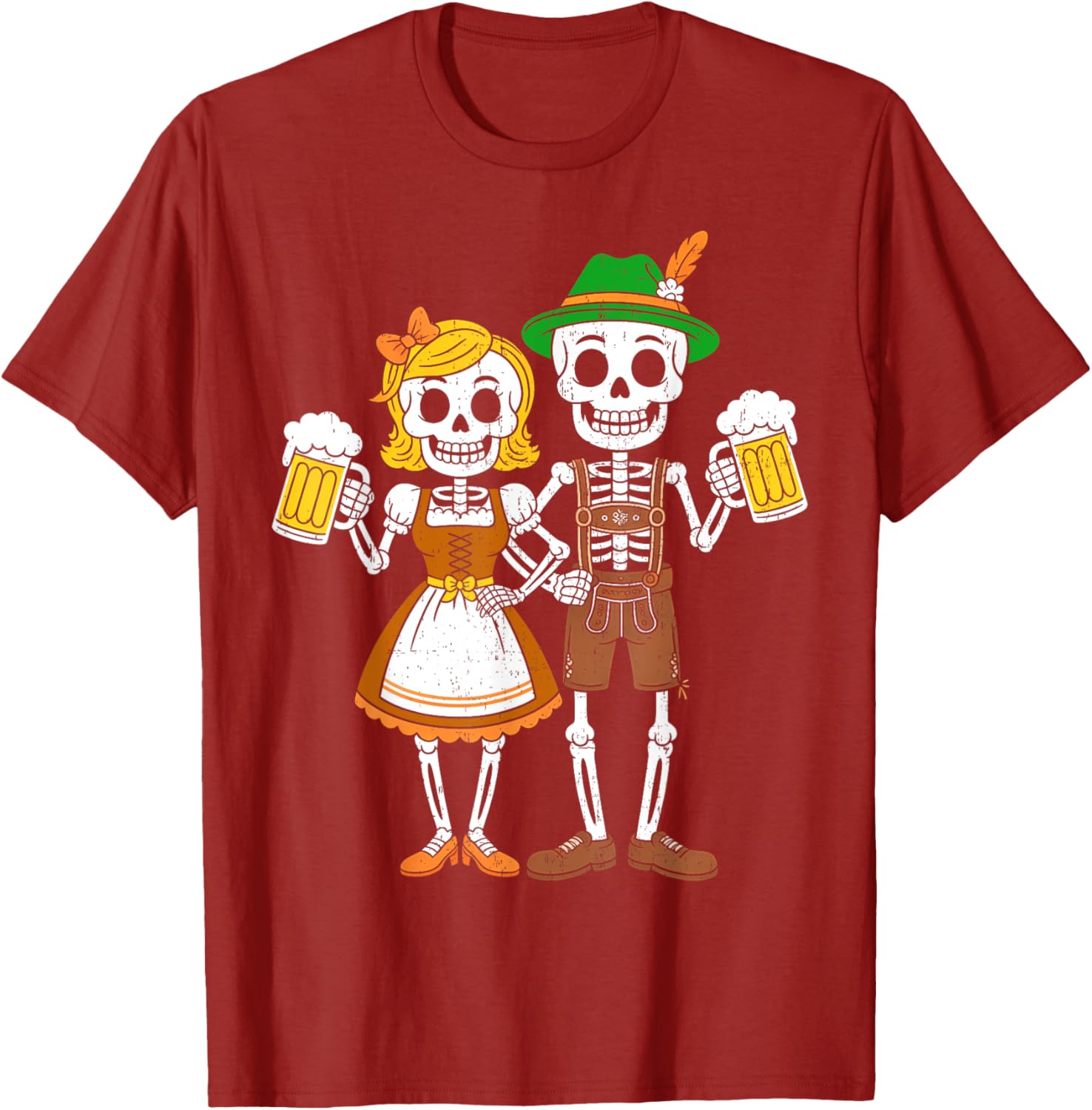 Funny Skeleton Couple Oktoberfest Pretzel Beer Party Man TShirt Fashion Casual Cotton Graphic T Shirts Streetwear Tops Tee S