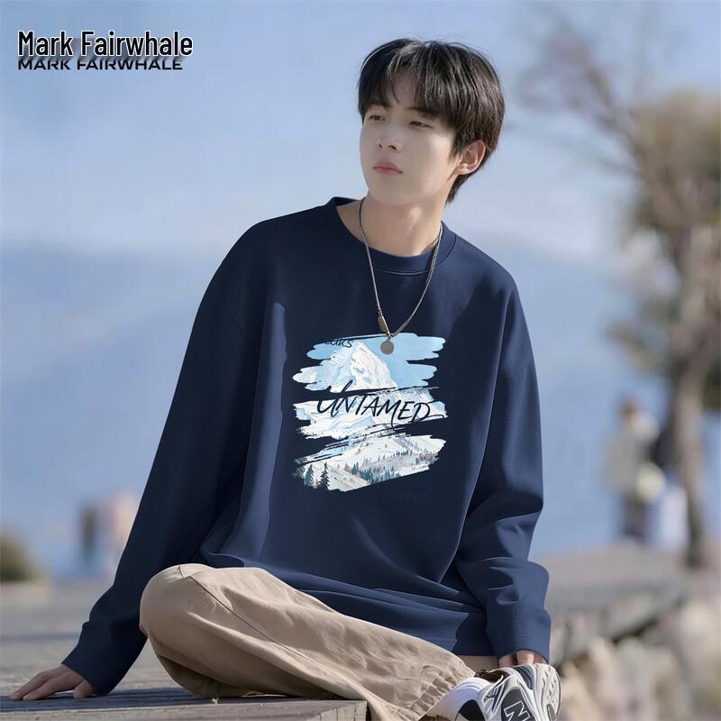 Mark Fairwhale Men's Cotton Loose Fit Long-Sleeve T-Shirt
